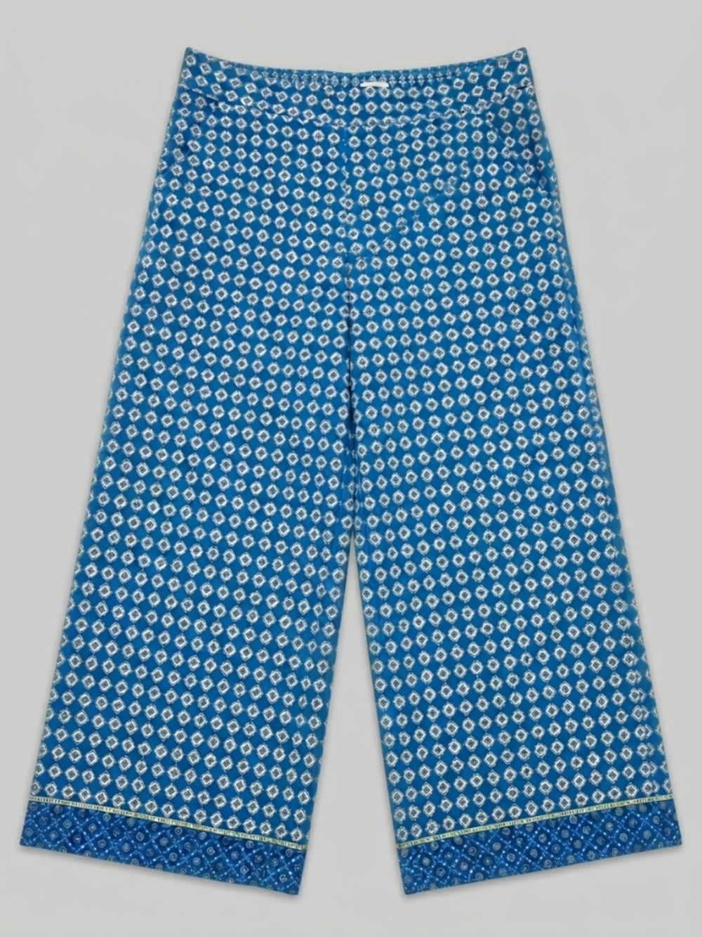 Max Studio Wide Leg Elastic Waist Pants Size XL Blue Geometric Medallion